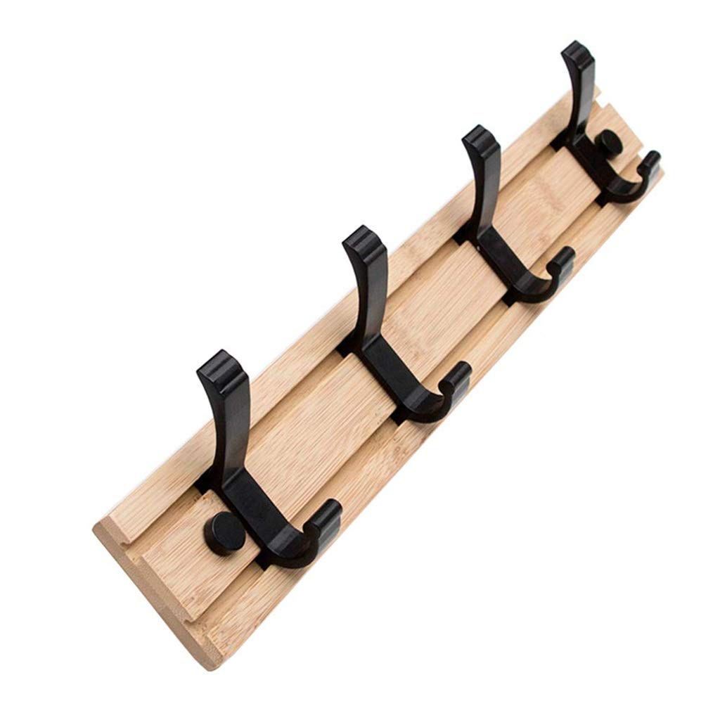 DGLIYJzhiwujia Natural Bamboo Coat Racks, Wall-mounted Movable Coat Hook, The Inlet Bedroom Bathroom Storage Rack (4 Hooks) (Size : 4 hooks)