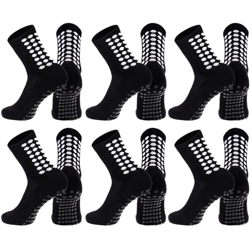 Elfcool Soccer Socks with Grip, 6 Pairs Non-Slip Pads