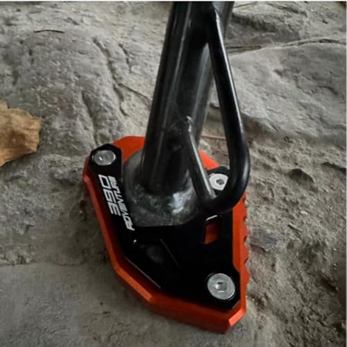 Motorrad Seitenständer Fit For 390 Adventure 2020 2021 2022 2023 390 ADV Ständer Platte Passt Kickstand Side Stand 390adv Accessories Black - Orange
