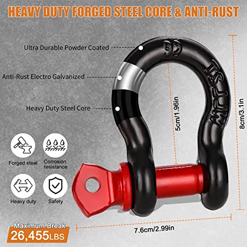 Zawaer Abschleppseil Auto, 10T Abschleppgurt, mit Hohe Festigkeit’ Schäkel Einer Bruchfestigkeit von 26,455 LBS, 5M x 5cm KFZ Notfall-Abschleppseil mit Aufbewahrungstasche, Verbessert, Sicherer