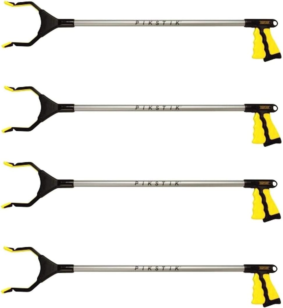 Pro P-321, Aluminum Reacher, Wide 5.5” Jaw, 360° Rotating Jaw, Durable and Rust-Proof, Unique Handle and Trigger, 1 Year Warranty, 32", Yellow (4)