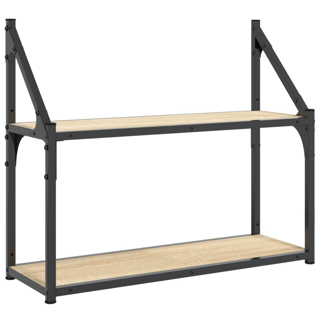 vidaXL 2-stöckiges Wandregal Sonoma-Eiche 60 x 21 x 51 cm Holzwerkstoff