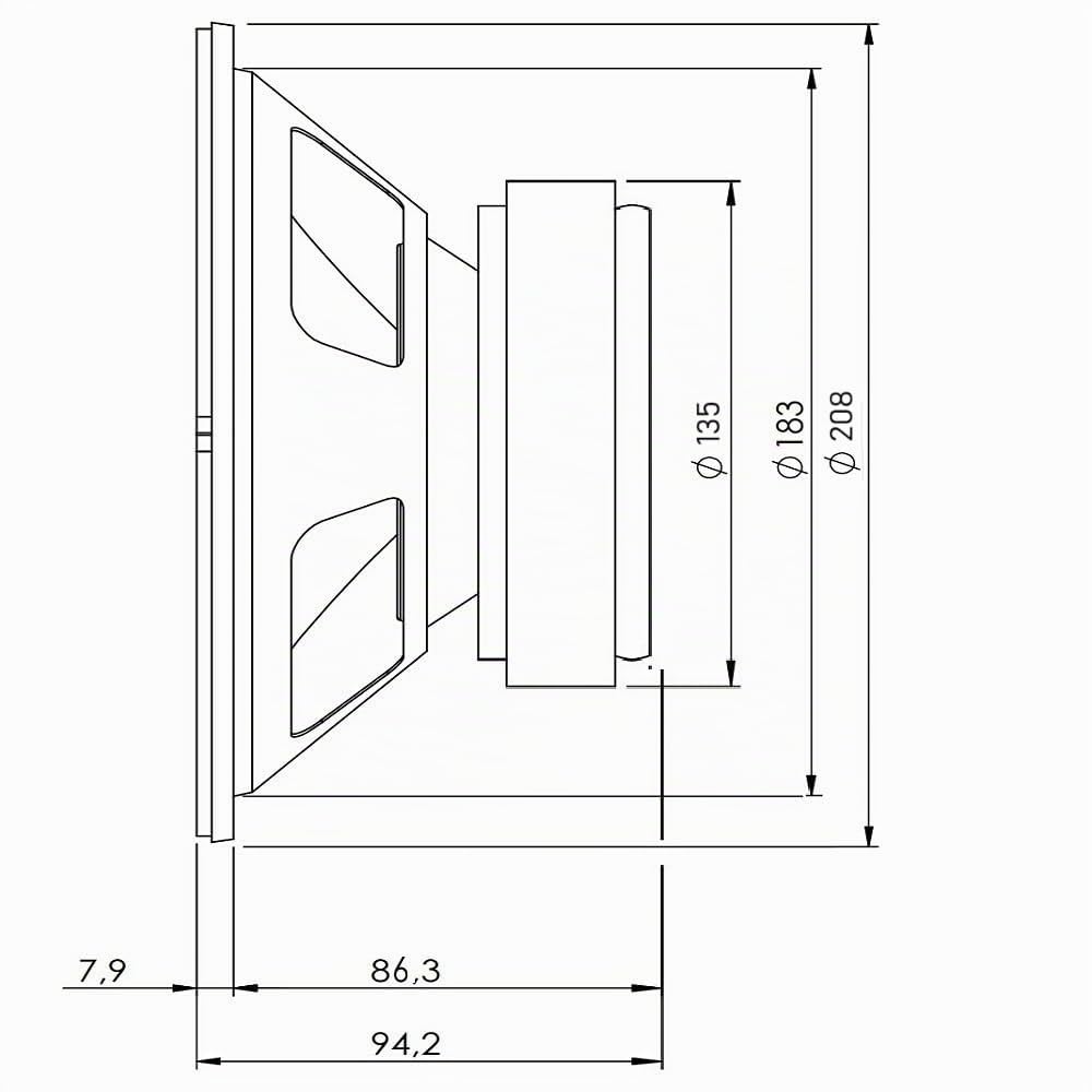 Seven Soundvector SVG8SUB/4 Caisson de Basses 8 Pouces 400W 4 Ohm Haut-Parleur Professionnel