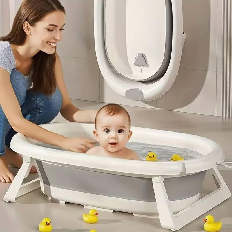 Image of Niloni Baby Products New Born Bathtub Plastic Safety Bath Tubs Set Baby Bath Rack Household Baby Bathtub for Kids new Born Bath Tube Set of 4