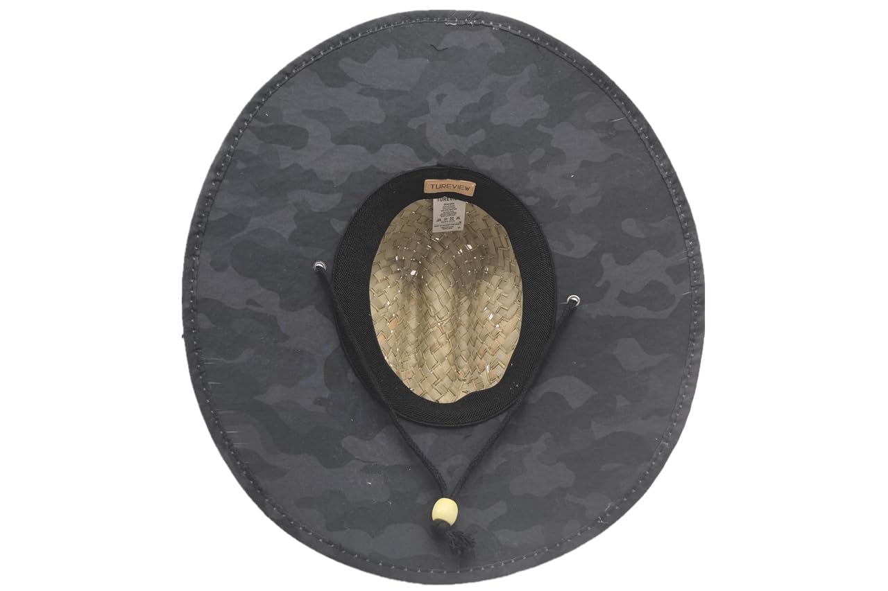 TUREVIEW Men's and Wowen's Lifeguard Straw Hat Wide Brim Beach Hat Sun Protection Outdoor Hat for Fishing Hiking (Black Camouflage)