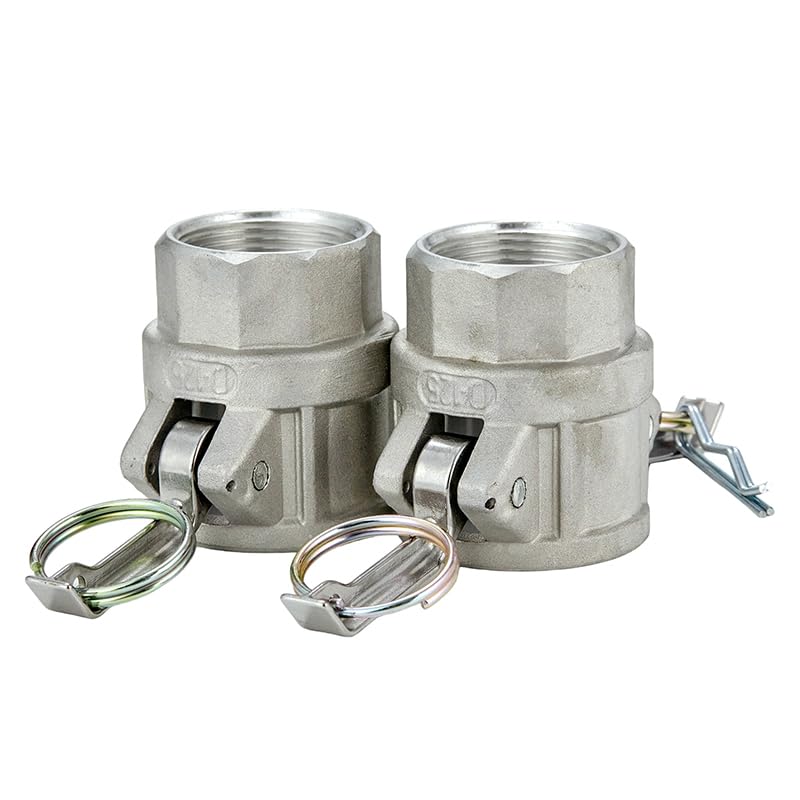 2 pcs Aluminum Camlock Fittings (1-1/4" Type D) Cam &amp; Groove Hose Fittings, Female Coupler x Female NPT Thread Camlock Coupling (1-1/4")