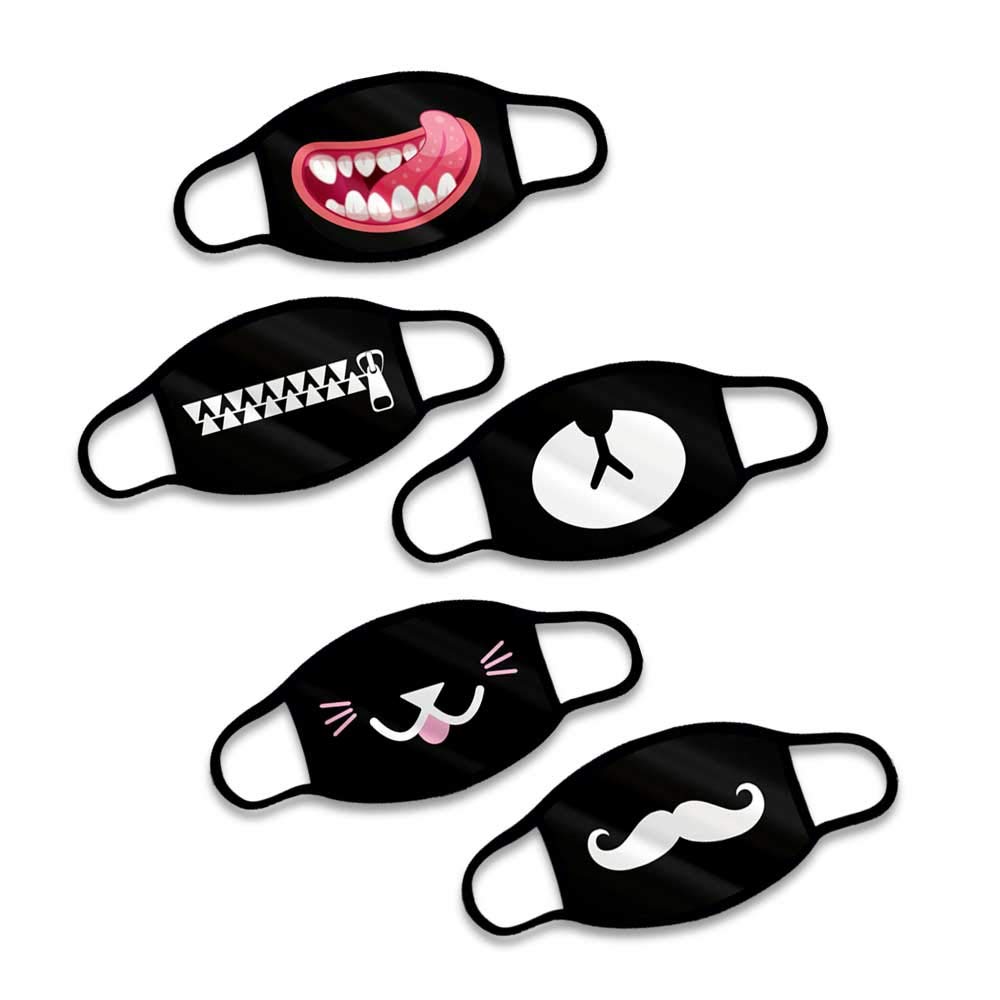 Above All Advertising Protective Anti Dust Face Mouth Cover Bandanas, Reusable Washable Nose and Mouth Cover Pack of 5 (Black)