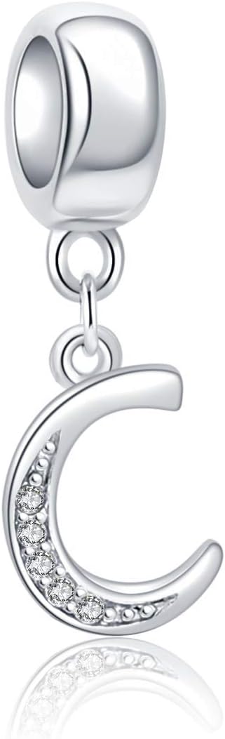 SOUKISSSOUKISS 925 Sterling Silver Letter Beads Initial A-z Dangle Alphabet Crystal Charm Fits European Bracelet Gift for Mother