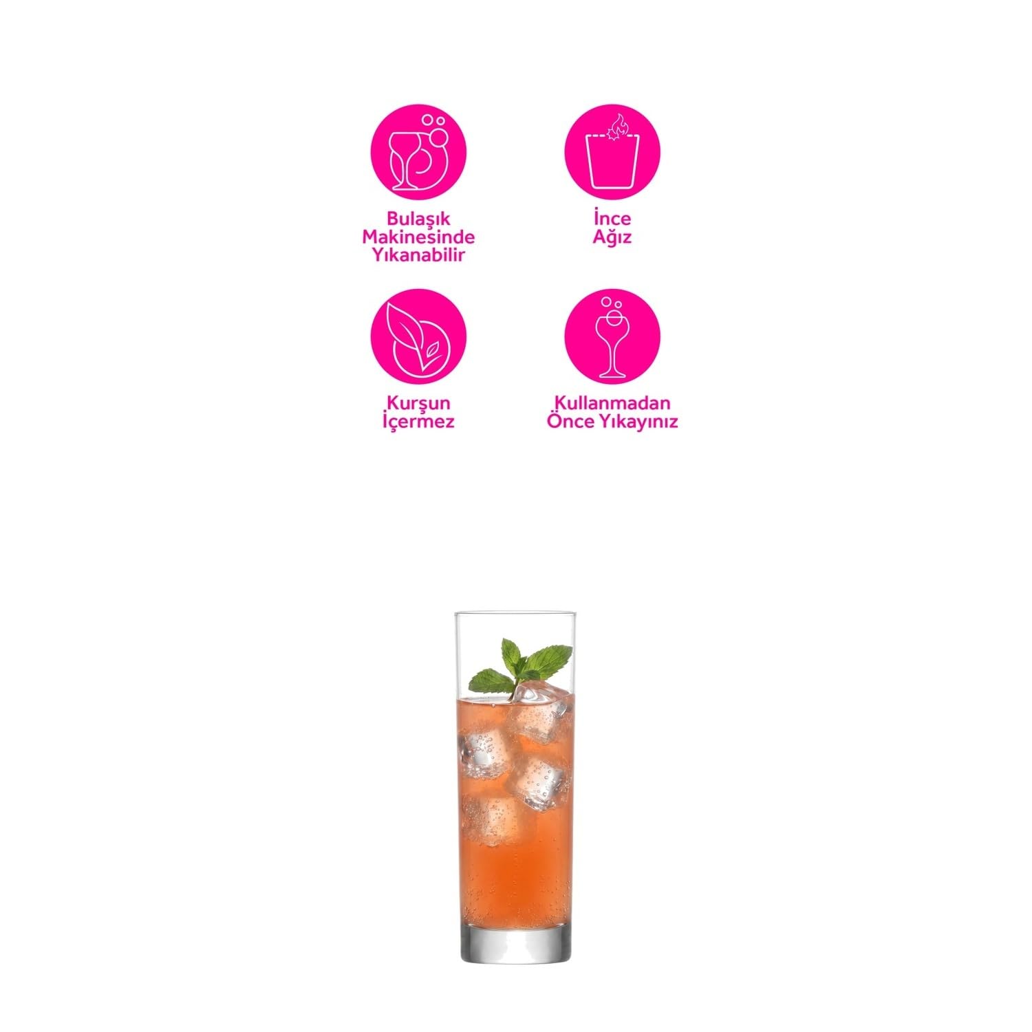 LAV 10.25 Oz Highball Glass Set of 6 Pcs, 315 ml, Transparent 3
