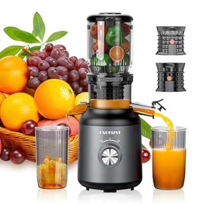 Foto di Spremiagrumi lento – Grande apertura da 103 mm Vincitore del test di frutta e verdura 250 W spremiagrumi 95% senza BPA, ideale per la famiglia, sana alimentazione