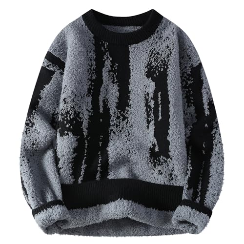 Men Sweater Crewneck Long Sleeve Sweaters Loose Fit Pullover Sweaters Cable Knit Pullover Plus Size Warm Winter Outwear2