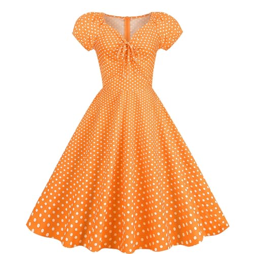 Damen Audrey Hepburn Stil Kleid Polka Dot Cocktailkleid Vintage Elegantes Tunika Kleid Rockabilly Kleider Damen Festlich Abendkleid Swing Ballkleid...