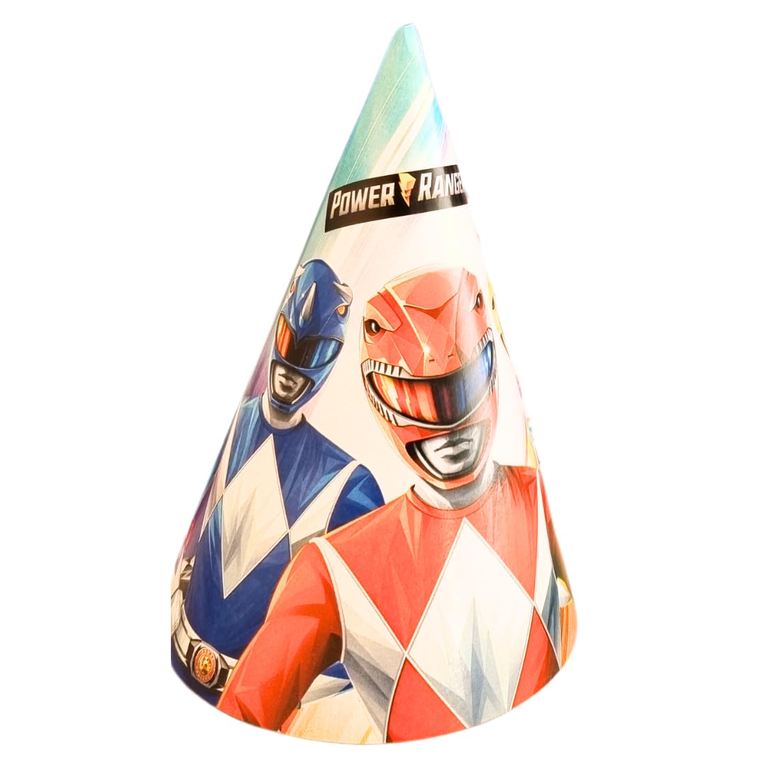 6 Chapeaux D’anniversaire Power Rangers – Carton Coloré – Décoration Fête Enfants – Pour Anniversaire à Thème - 2
