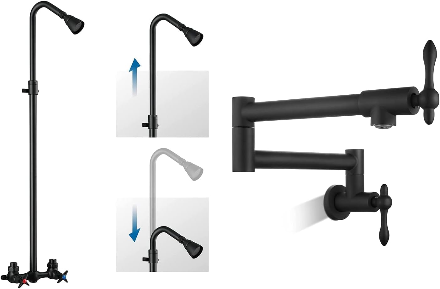 Outdoor Shower Kit Faucet Wall Mounted Adjustable slider Shower