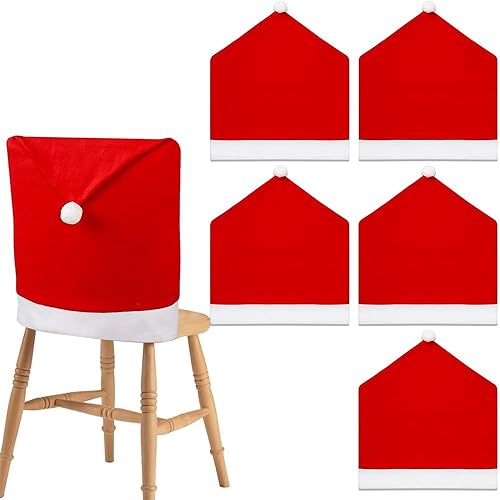 Juego de 2 fundas para sillas de Papá Noel para Navidad, fundas para sillas de Navidad, decoración de sillas de cocina, comedor, color rojo,