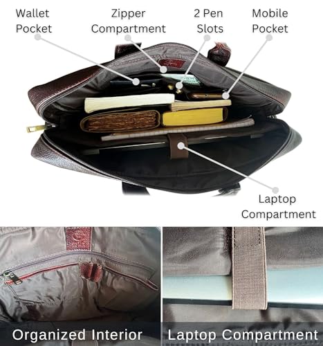 Image of RUSTIC TOWN Premium Leather Crossbody Messenger Bag - Stylish and Versatile - Gift for Professionals