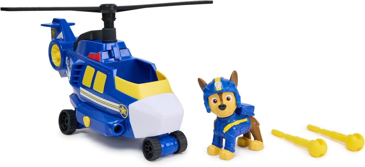 Psi Patrol: Figurka Chase'a z serii Air Rescue, figurka i helikopter z wyrzutnią pocisków i 2 pociskami
