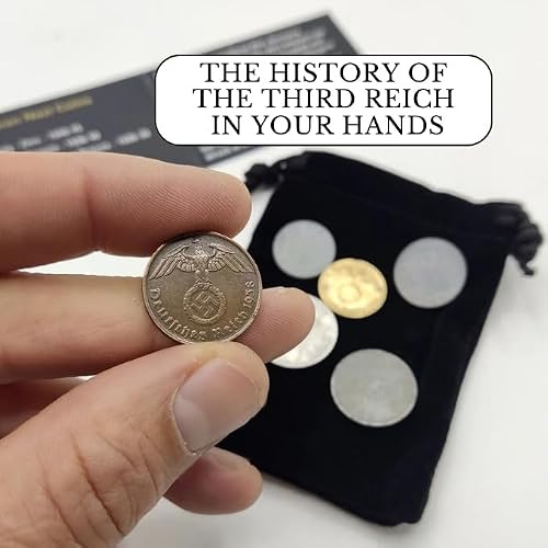 IMPACTO COLECCIONABLES WW2 World Currency - 6 Nazi Coins Issued from 1936/45 - Third Reich WW2 Memorabilia - Axis Velvet Bag Collection - Thumbnail 6