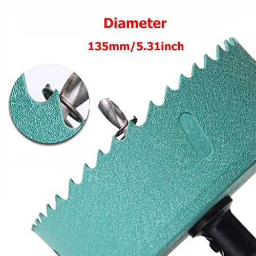 SagaSave 135mm Bi-Metal Hole Saw with Corn Hole Drilling Hole Cutter,Heavy Duty Hole Cutter for Wood,Metal,Stainless Steel,Plastic,Drywall,Fiberboard 1PCS-Green - Image 2