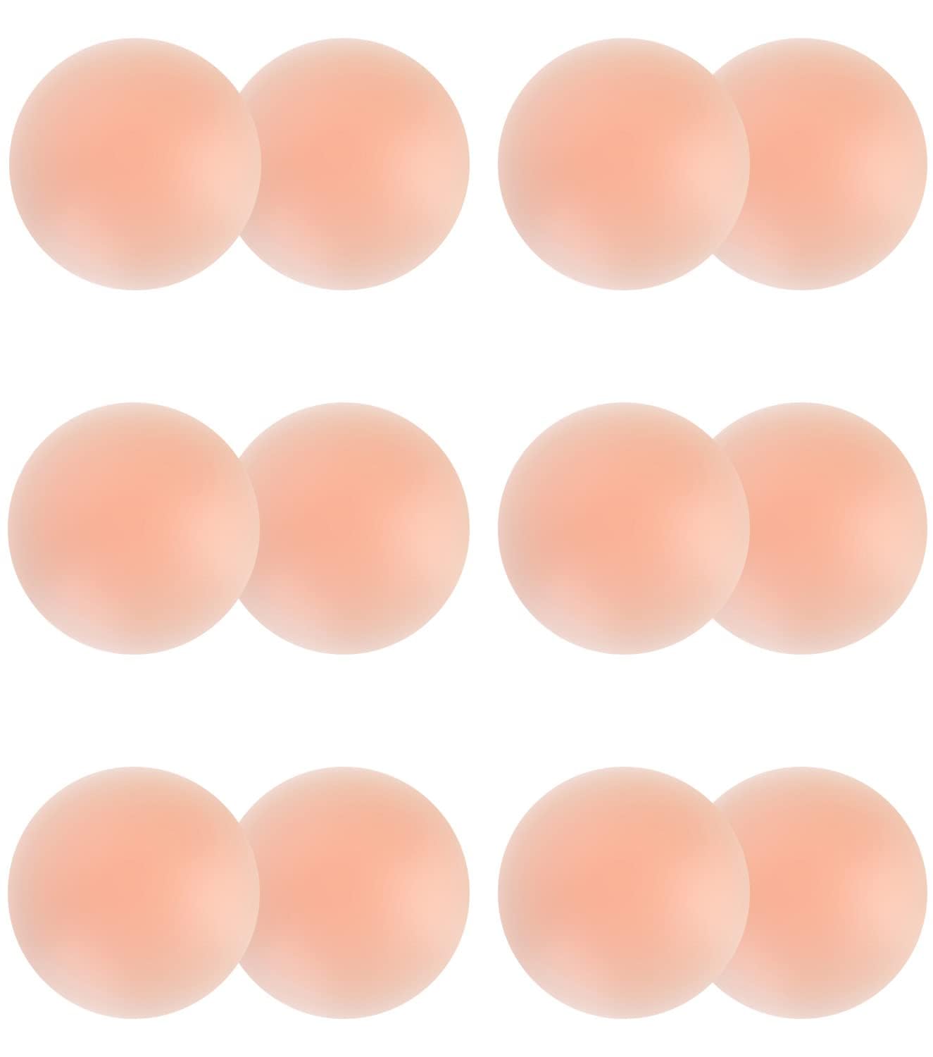 6 Pairs Nipple Covers for Women Pasties Nipple Covers Reusable Adhesive Invisible Silicone Covers Round Pasties, 6 Pair Round, One Size-image-37