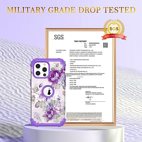 Image of Hocase for iPhone 13 Pro Max Case, Heavy Duty Shockproof Protection Soft Silicone Rubber Bumper+Hard Plastic Hybrid Protective Case for iPhone 13 Pro Max (6.7 inch) 2021 - Lavender Flowers