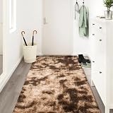 jianandi Alfombra de Salón, Alfombras Suaves y Mullidas para Dormitorio, Alfombra de Cabecera Lavable de Pelo Alto, Alfombra Relax para Salón y Dormitorio, Café Tie-Dye, 80cm×150cm
