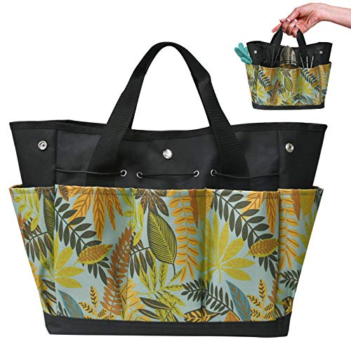 Wendergo Aufbewahrungstasche für Gartenwerkzeug mit 9 Taschen - robuster Oxford-Stoff, Mehrzweck-Pflanzbeutel, Geschenk für Frauen, Werkzeuge nicht im Lieferumfang enthalten (schwarz + gelb) Cover