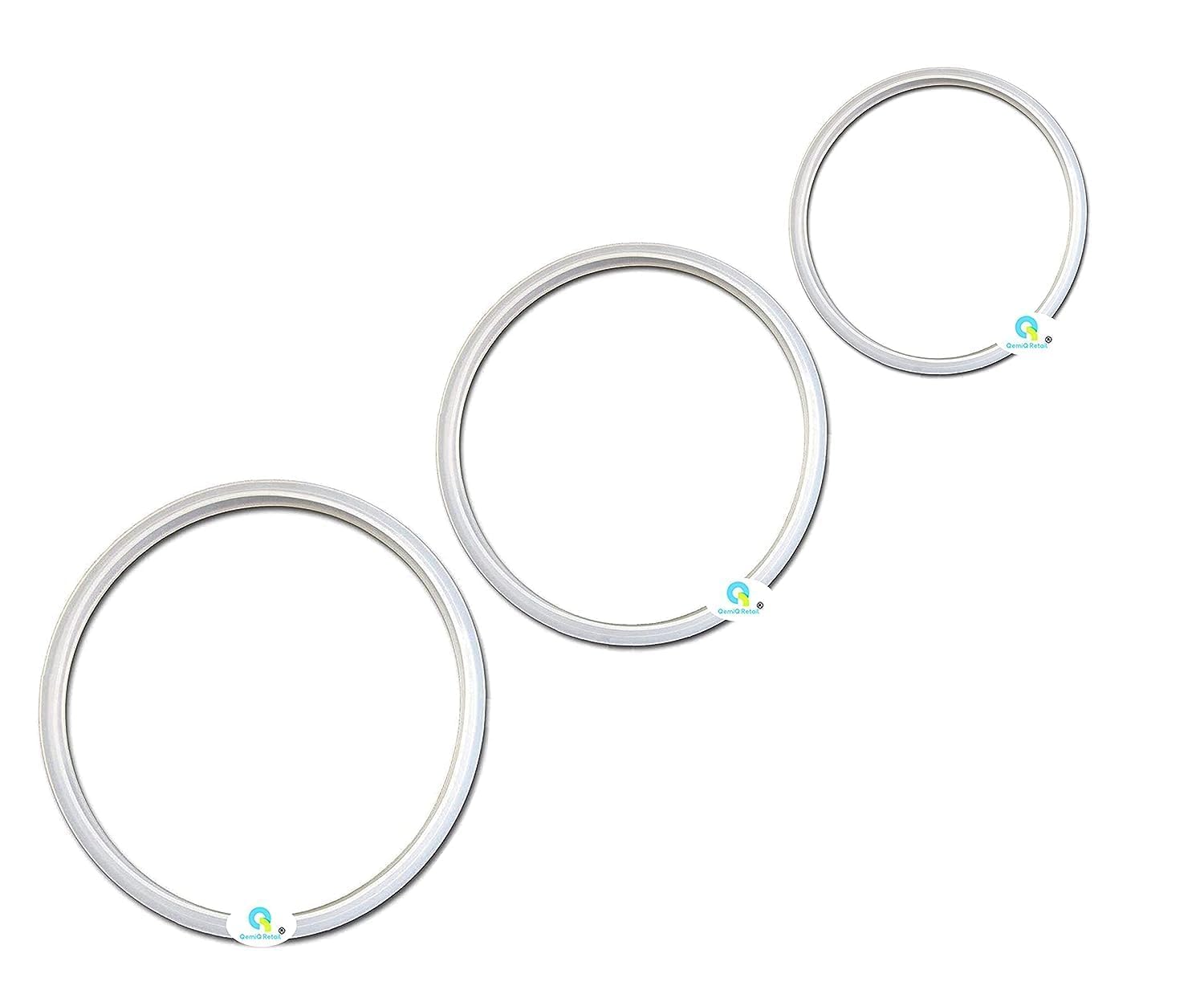 QemiQ Retail® -Jar gaskets for Preethi Mixer Brands. Sales Package Contains 1U Small(8.5cm) Gasket, 1U Medium(11cm) Gasket, 1U Big(12.8cm) Gasket (Material-Silicon)