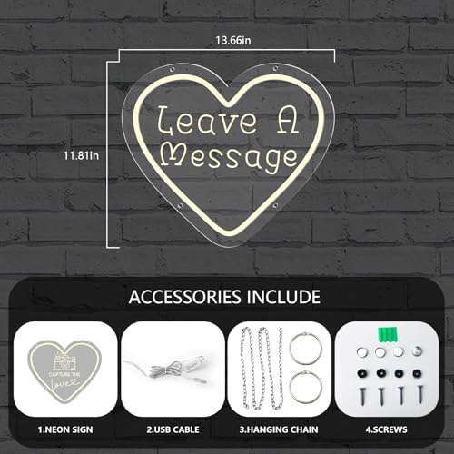Image of Leave a Message Neon Sign With Holder Base, Neon Guestbook Table Sign for Wedding Shop Business Desk Decor Reception Welcome Dimmable Led Sign, Warm White USB Neon Light Sign