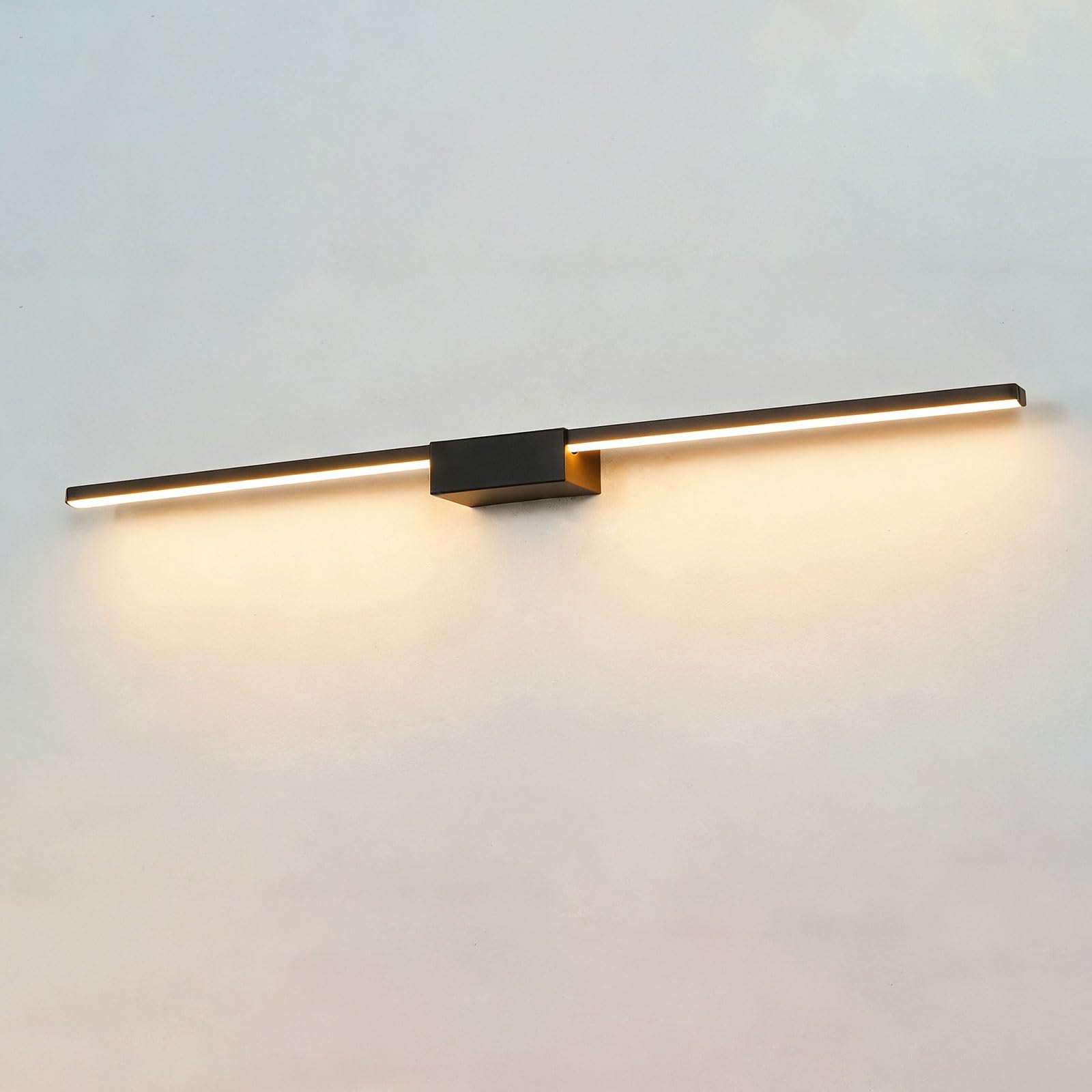 SXWNBIFH Minimalist Linear Wall Sconces Modern LED Bathroom Vanity Light Aluminum Wall Lamp 3000K Warm Light Hardwired Wall Lighting for Bedroom Living Room Hallway Stairway(Black,110cm)