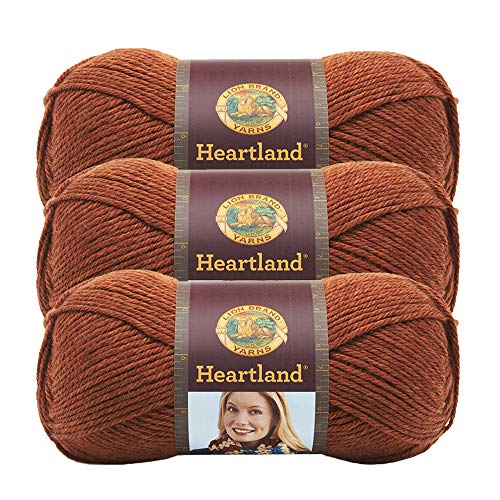 Image of Lion Brand Yarn Heartland Yarn, Worsted-Weight Yarn for Knitting, Crocheting, and Crafting, 3 Pack, Yosemite