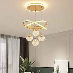 EKROTOK Luminária Pendente de LED, Lustre de LED Pendente Com 4 Bolas, Luminária de Teto com 3 Cores Claras para Sala de Jantar, Cozinha, Ilha, Sala de Estar, Quarto (85-265V)