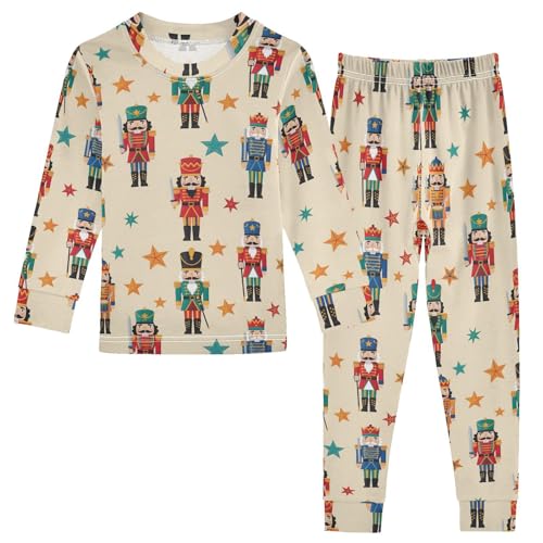 Pajama Sets Long Sleeve Nutcracker Soldier Star Pattern Soft Comfy Sleepwear 2 Piece PJS 3-8T