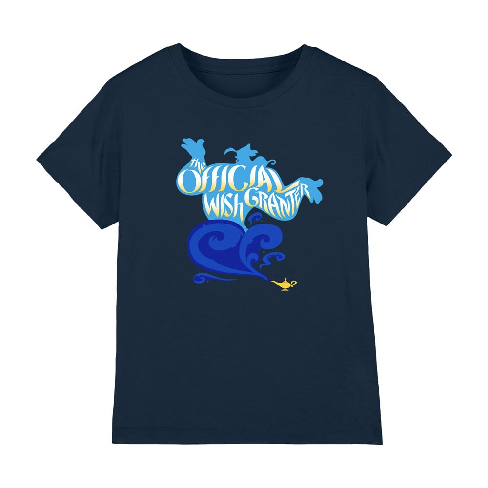 Disney Aladdin Boys Navy Aladdin Disney Official Wish Granter, The Genie Unisex Kids T-Shirt, 5-6 Years Uk