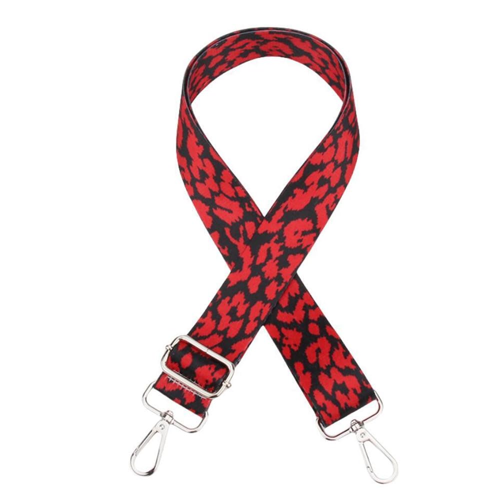 DETPWVWB Handbag Strap,Adjustable Wide Shoulder Strap, Width 3.8cm Shoulder Strap for Changing,Bag Strap,Bag Strap,Bag Chain,Replacement Strap,Bags,Webbing(04-black Red,Silver Clasp)
