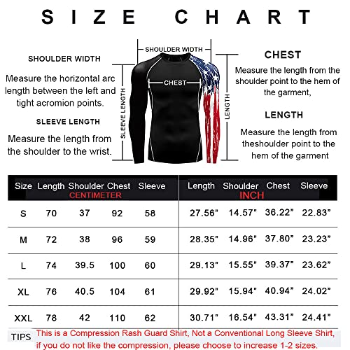 Men's Long Sleeve Rash Guard Shirts Upf 50+ American Flag 4Th Of July Compression Shirt Summer Swim Workout Tops For Men #TOP6