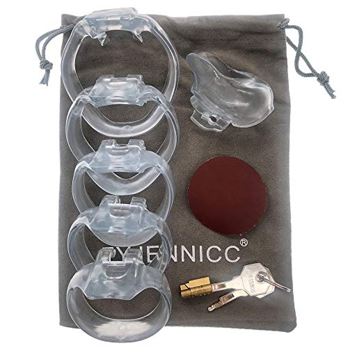 Image of HT-V4 Chastity Cage for Men | 5 Adjustable Wide Rings & 6 Colors | Beginner-Friendly | Adult Sex Toy with Sizing Guide (Transparent, Nub)