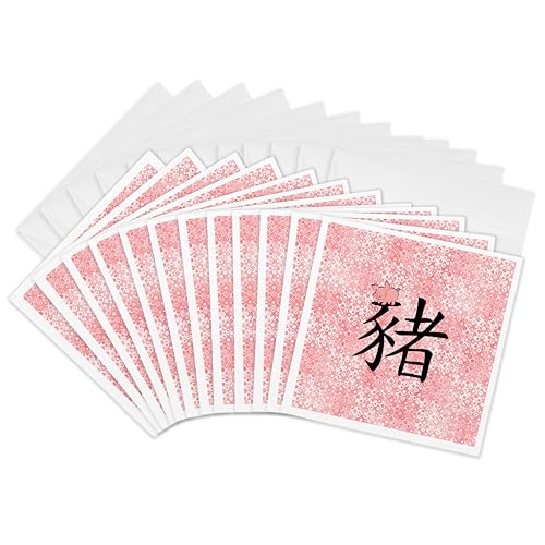 Cartes de vœux 3dRose cochon rose design chinois haut de gamme