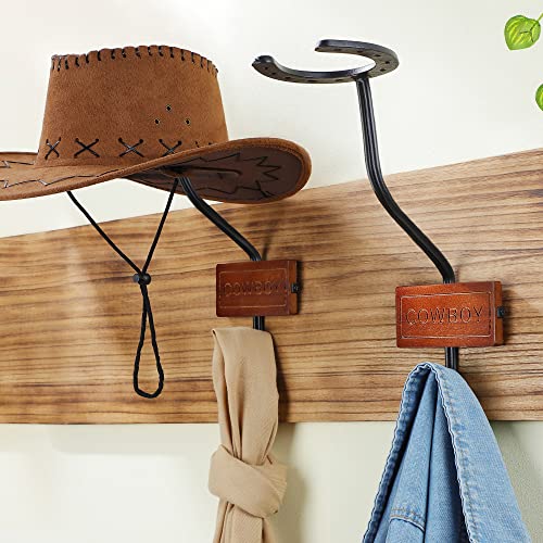 Taozun Cowboy Hat Rack For Wall - 2 Packs Iron Western Hat Organizer Hanger For Hats Display And Storage With Wooden - Up Wall Hanging Decoration Storage Rack #TOP30