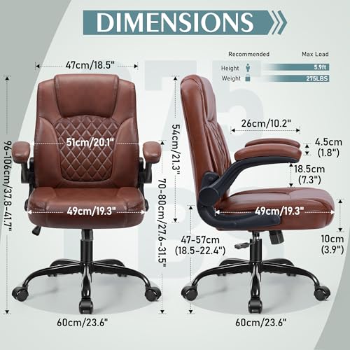 Image of Leather Office Chair, PU Home Computer Desk Chairs with Ergonomic Back Support, 360Swivel Free,Small Gaming Chair with Wheels and Adjustable Armrests, for Short People Use