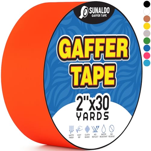 SUNALDO Gaffers Tape Heavy Duty, Easy to Rip, Residue-Free Professional Grade Floor Tape for...