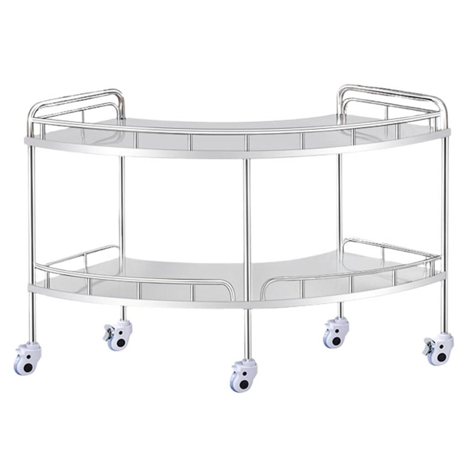 Carrito de Servicio de Acero Inoxidable con estantes de Almacenamiento con rotación de 360° y Ruedas con Bloqueo Carrito rodante con estantes de Acero y Barra,Un Color: 120 x 46 x 88 cm.