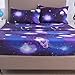 YOU SA Moon and Stars Print Bed Sheet Set 3D Blue Galaxy Bedding Collections (Twin,01)