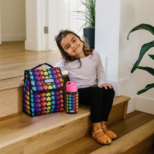 Image of Wildkin Kids Insulated Lunch Bag - Keeps Food Hot or Cold, Easy-Clean Lining and BPA-free for Boys & Girls, Ideal for School, Travel & Daycare - Rainbow Hearts