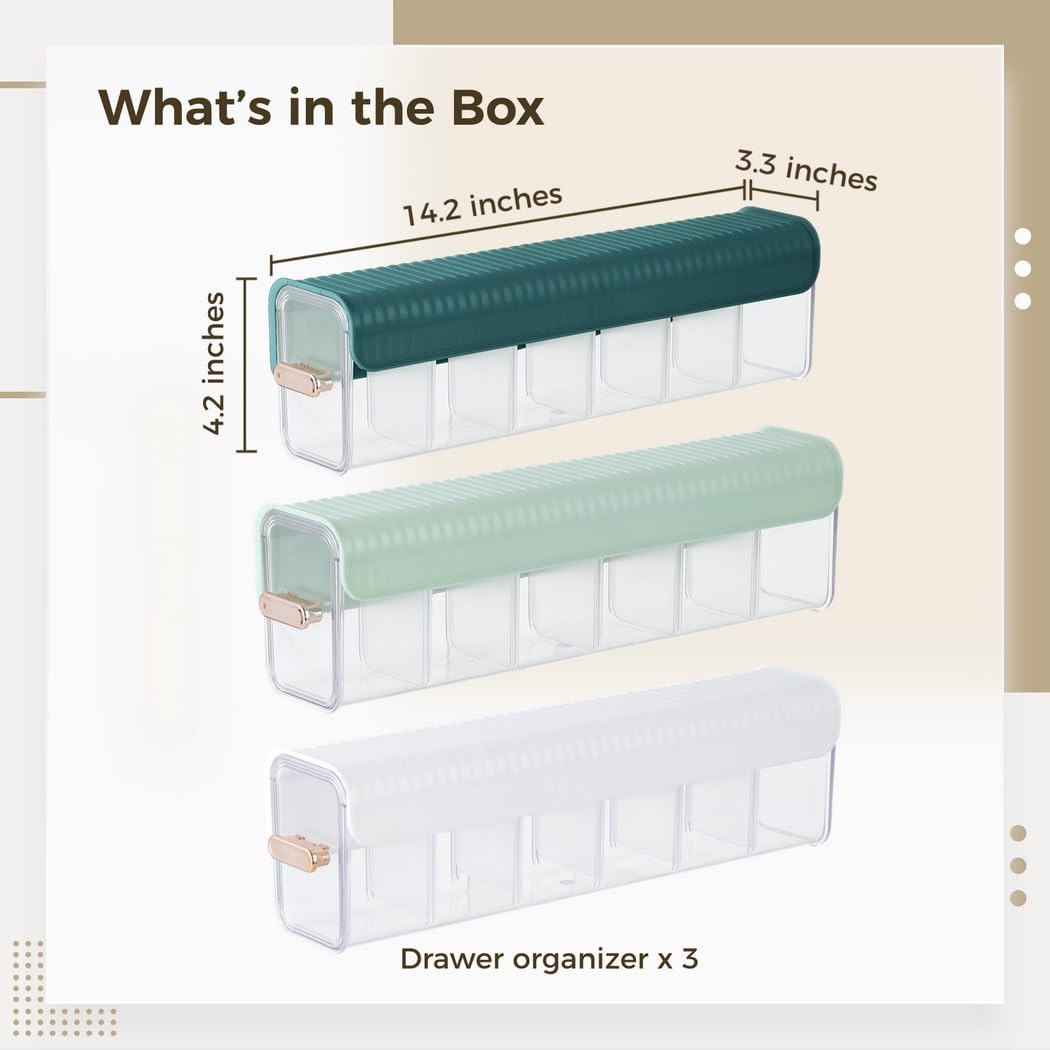 Organisateur de tiroir mural transparent 3 pièces, design sans perforation pour chaussettes, sous-vêtements et cravates