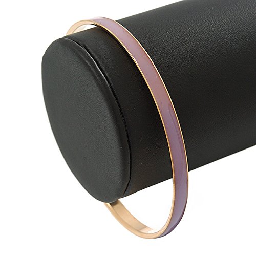 Thin Lavender Enamel Bangle Bracelet In Gold Plating - 19cm L2