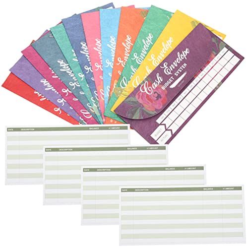 OSALADI Set Enveloppes Budget avec Autocollants Étiquettes Motifs Étanches Résistants Pratique des Dépenses Liquide Système Organisation Financière Portable pour et Familles