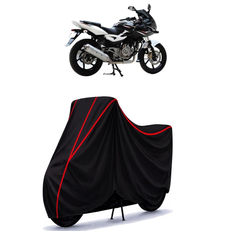 Image of Bajaj Pulsar 220 Water Resistant Bike Cover for All Motorcycles & Rain | Heavy Duty Taffeta Fabric | UV Protection, Dustproof, Scratchproof | All Weather Two Wheeler Cover with Elastic Bottom