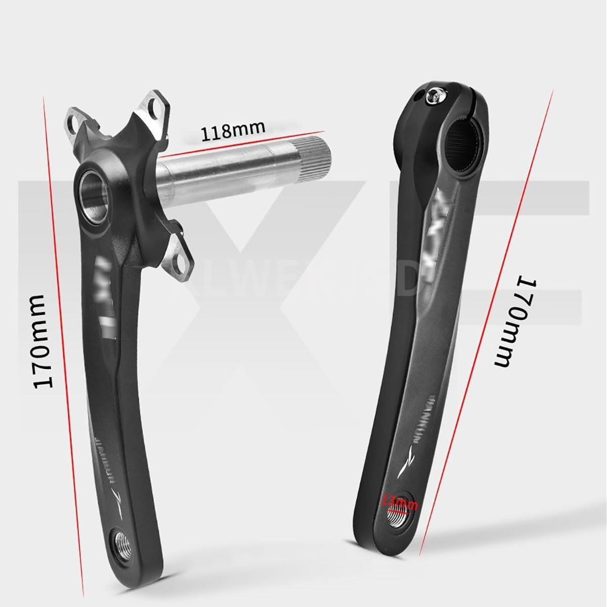 170mm Platos Y Bielas Huecos Integrados Plato Sencillo 104 32T/34T/36T/38T Juego De Bielas MTB Manivela De Aleación De Aluminio con BB para 8-11 Velocidades(Black,38T)