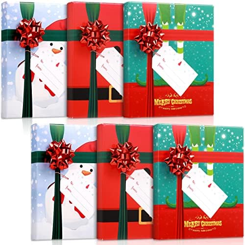 Christmas Gift Card Box Holder with Bows and Tags Merry Christmas Gift Cards Present Wrap Boxes Mini Favor Boxes for Wedding, Xmas, Holiday, Baby ...